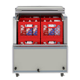 34 in. Commercial Milk Cooler for School and Cafeteria, 8 Crate Capacity with Heavy Duty Casters in Stainless Steel and White (KM-MC34-HDC)
